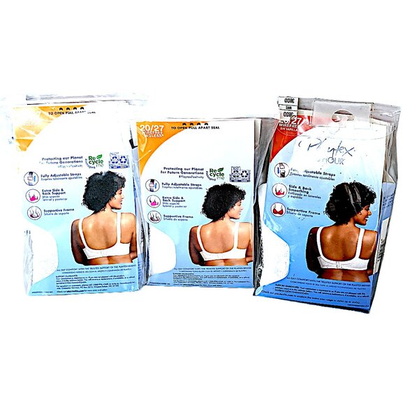 Lot of 3 Playtex 18 Hour 20/27 Wireless 38DD White Bras - Picture 2 of 3